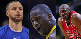 Stephen Curry, Shaquille O&#8217;Neal, Michael Jordan